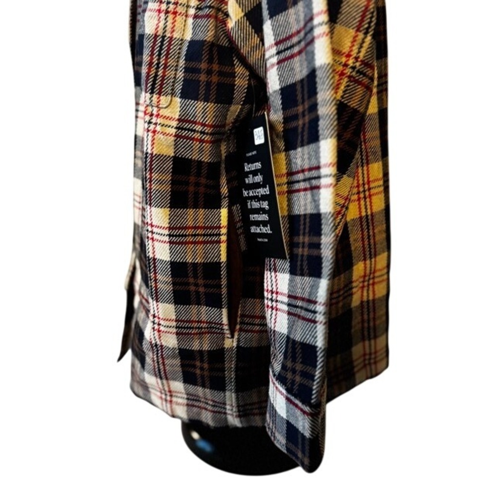 Tuckernuck Womens Plaid Platt Ranch Chore Jacket Cotton Cream Navy‎ Large NWT - Picture 5 of 11